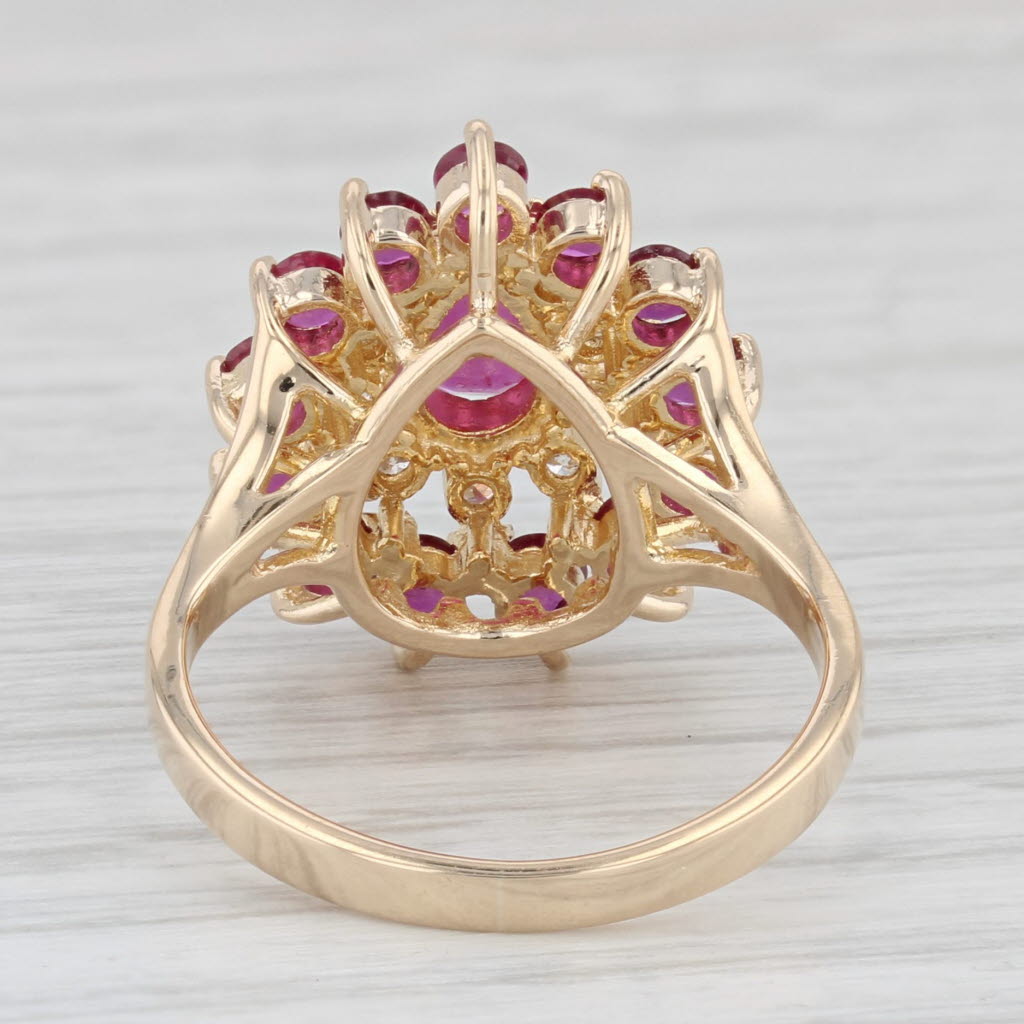 Light Gray 2.05ctw Ruby Diamond Cluster Cocktail Ring 14k Yellow Gold Size 6.25