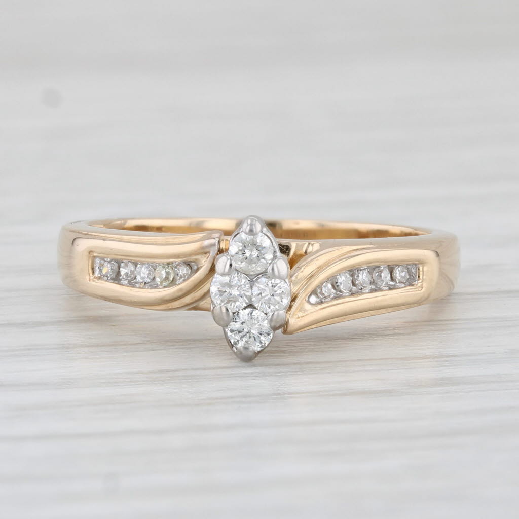 Light Gray 0.14ctw Diamond Engagement Ring 14k Yellow Gold Size 7 Marquise Setting