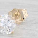 New 1.05ctw Lab Created Diamond Stud Earrings 14k Yellow Gold Round Solitaires