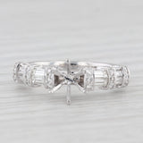 New 0.75ctw Diamond Semi Mount Engagement Ring 18k White Gold Size 6.5