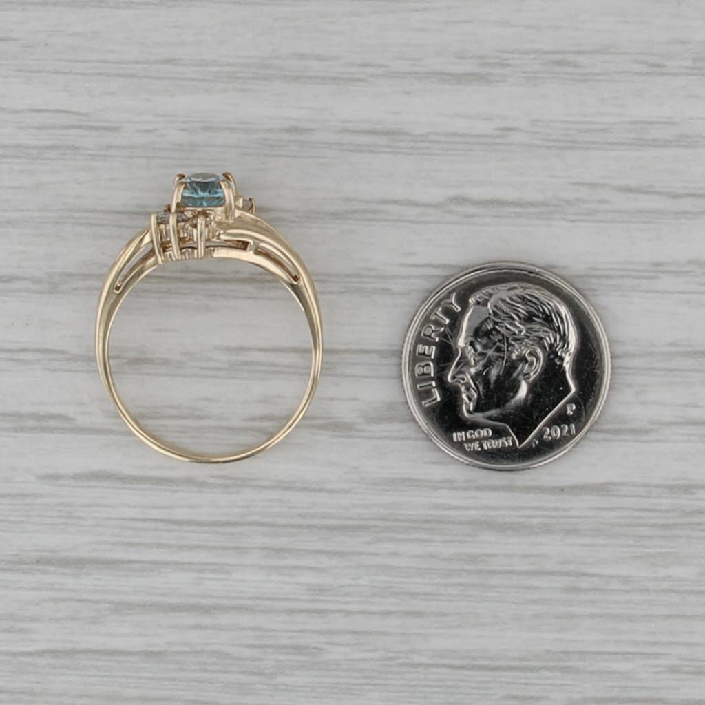 1.03ctw Blue Topaz Diamond Ring 10k Yellow Gold Size 7