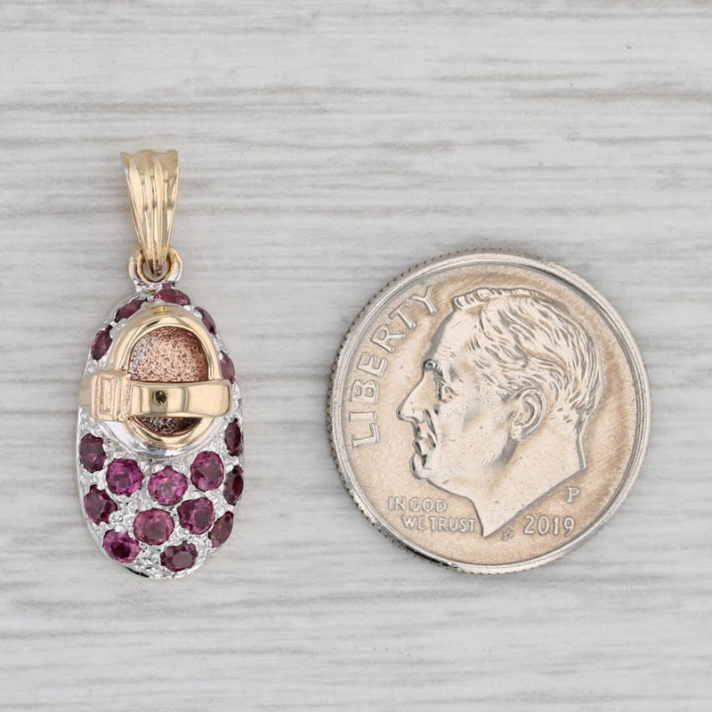 0.80ctw Garnet Baby Shoe Booty Pendant 14k Yellow White Gold January Birthstone