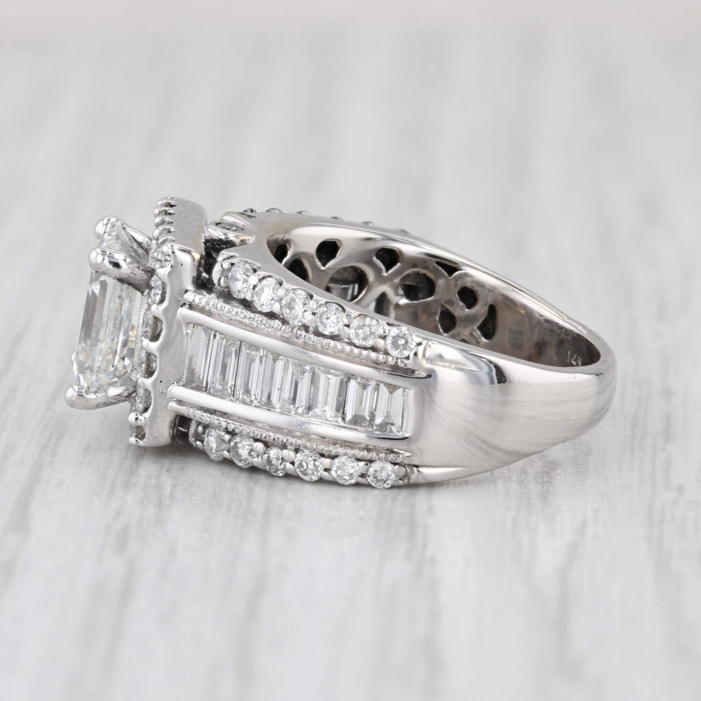 4.13ctw F VS1 IGI Lab Grown Diamond Halo Engagement Ring 14k White Gold