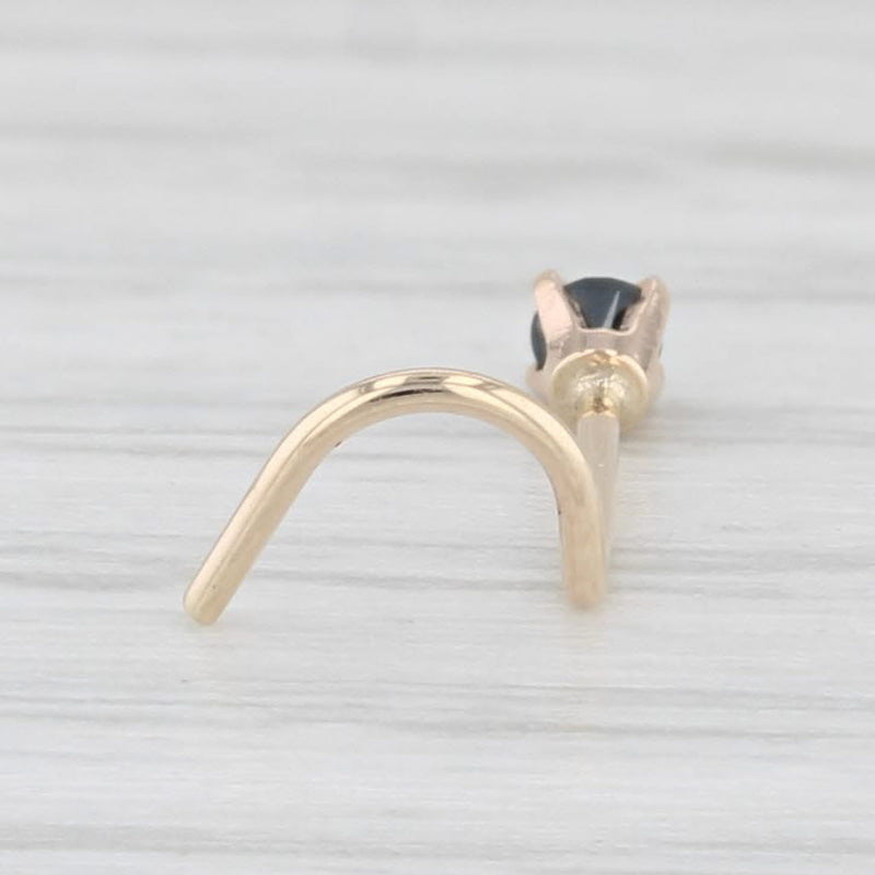 New Black Diamond Solitaire Nose Stud Piercing 14k Yellow Gold