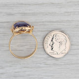 Gray Lab Created Purple Sapphire Ring 18k Yellow Gold Size 6.25 Oval Solitaire