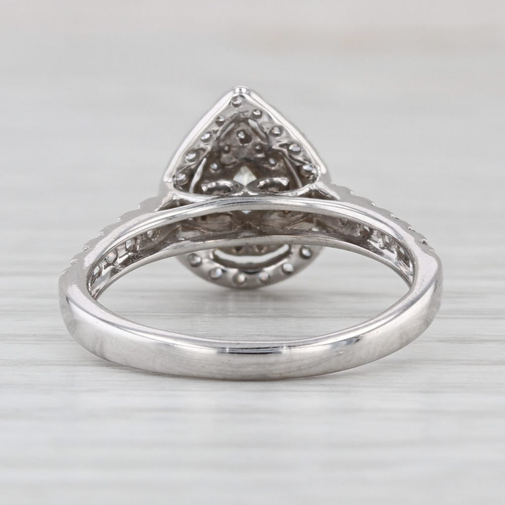 1ctw Pear Halo Engagement Ring 14k White Gold Size 8 Cathedral Band