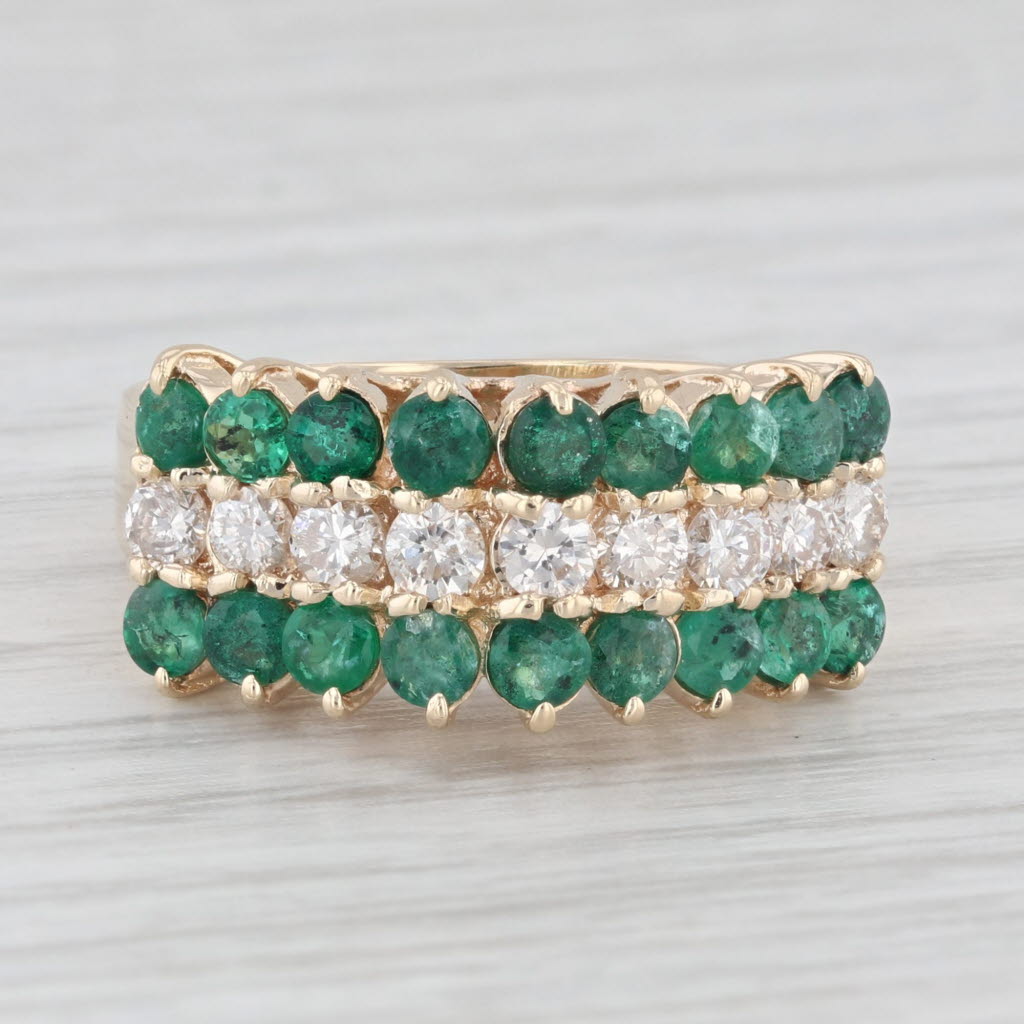 Light Gray 1.68ctw Emerald Diamond 14K Yellow Gold Pyramid Ring Size 6.75