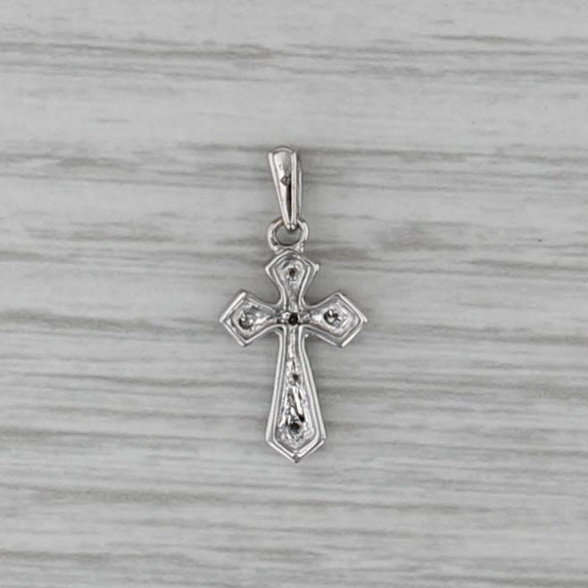 Little Diamond Cross Pendant 14k White Gold Small Drop