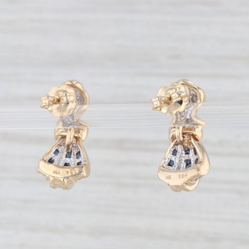 Light Gray Town & Country 1ctw Blue Sapphire Diamond Drop Earrings 14k Yellow Gold