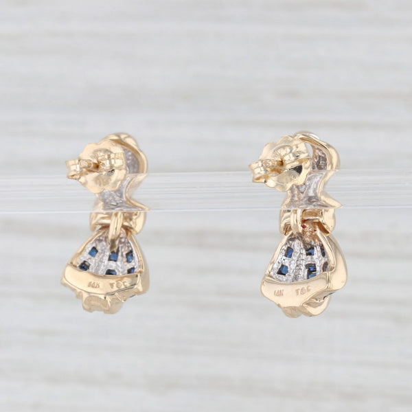 Town & Country 1ctw Blue Sapphire Diamond Drop Earrings 14k Yellow Gold