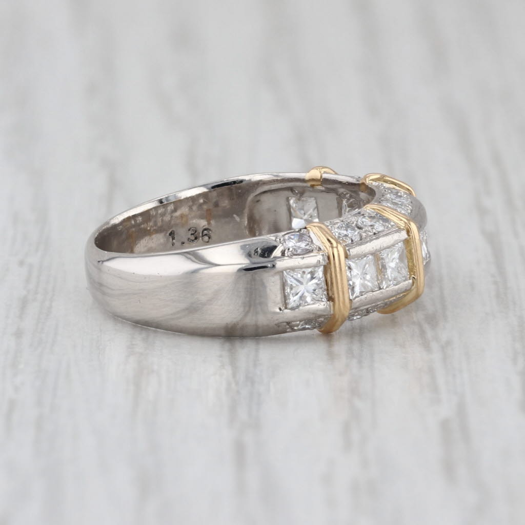 1.36ctw Diamond Wedding Anniversary Band Platinum 18k Gold Size 7 Ring Stackable