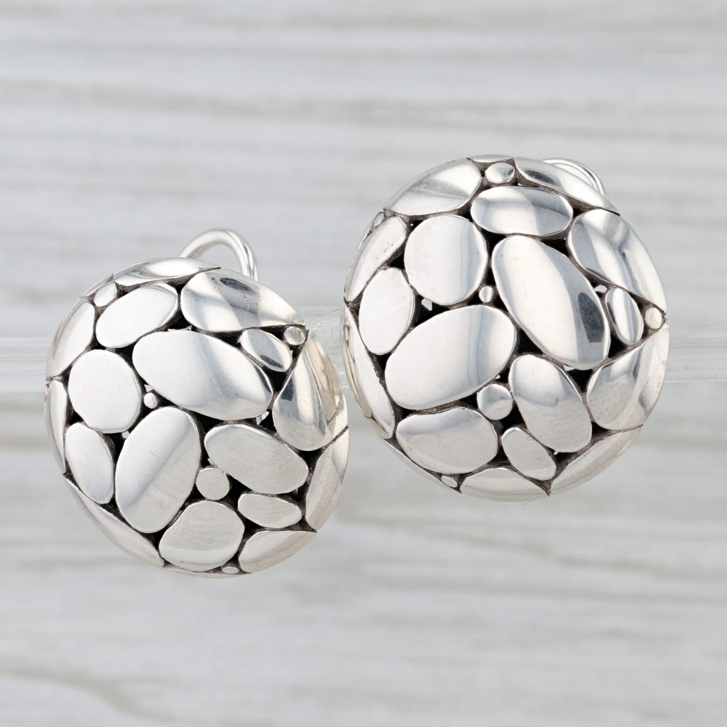 John Hardy Kali Earrings Sterling Silver Clip On Omega Back Statement