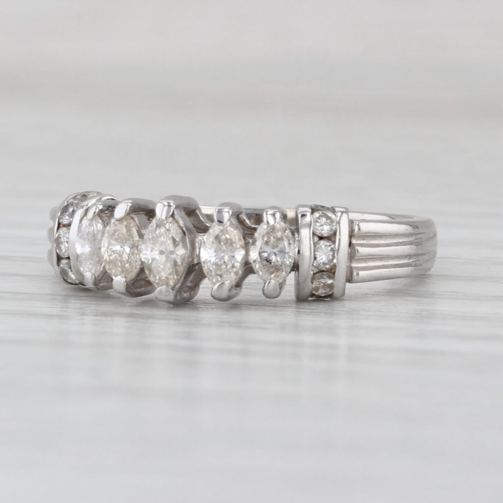 0.51ctw Diamond Pyramid Rooftop Ring 14k White Gold Size 7 Anniversary