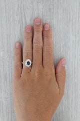 Dark Gray New Beverley K 0.95ctw Sapphire Diamond Halo Ring 14k Gold Engagement Size 7.25