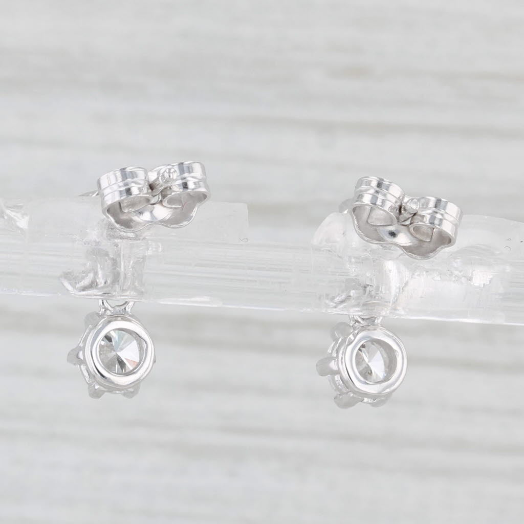 Light Gray 0.90ctw Diamond Dangle Earrings 14k White Gold