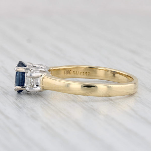 1.41ctw Oval Blue Sapphire Diamond Ring 18k Yellow Gold Size 8.25