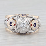 Diamond Fraternal Order of Elks BPOE Ring 10k Gold Size 9.25 Men's Signet
