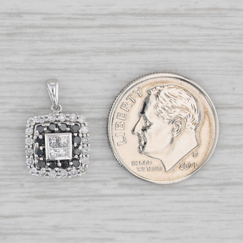 0.50ctw Black White Diamond Pendant 10k White Gold Small Drop