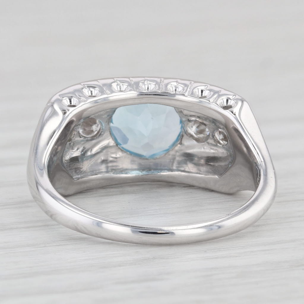 Light Gray 1.90 ctw Blue Topaz Diamond Ring 14K White Gold Size 6