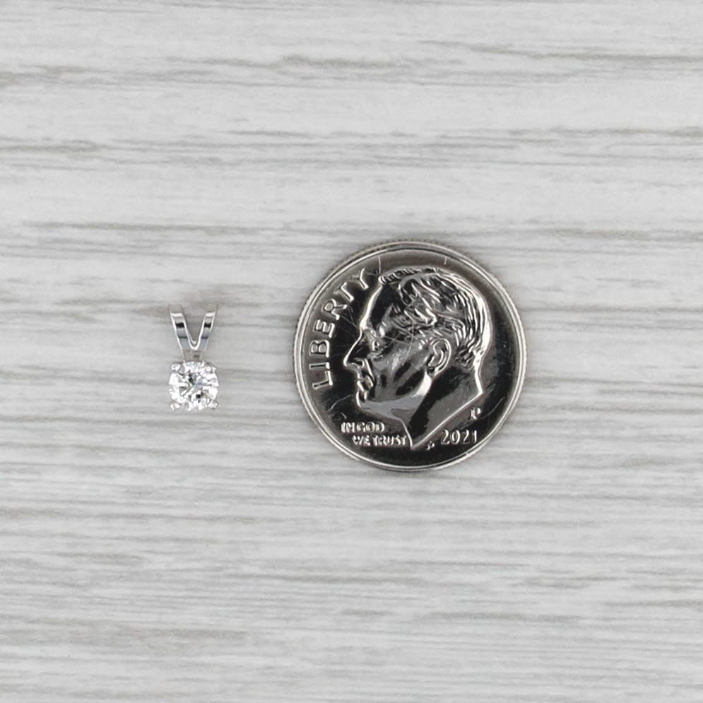 New 0.18ct Diamond Solitaire Pendant 14k White Gold 4 Prong Small Round Drop