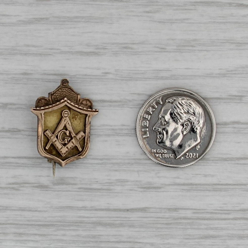 Antique Masonic Pin 6-7k Gold Square Compass Blue Lodge Emblem Badge