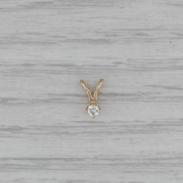 Small 0.05ct Round Diamond Solitaire Pendant 14k Yellow Gold