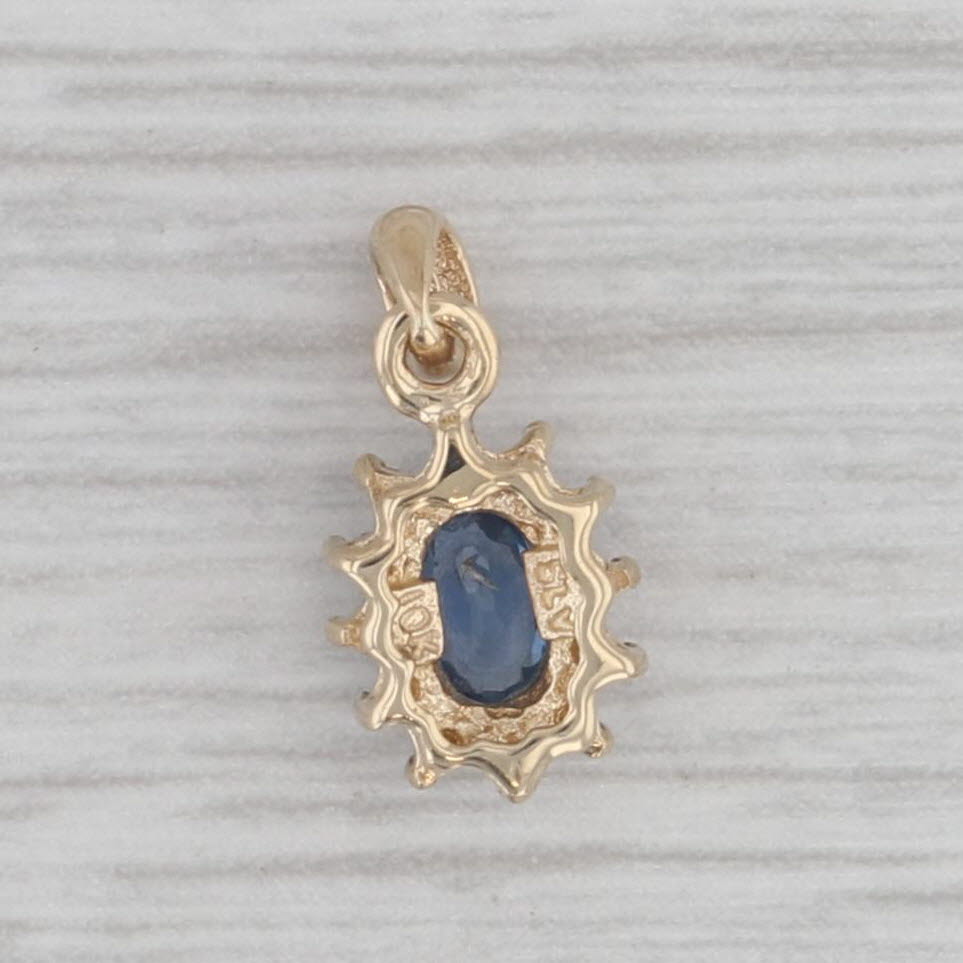 Gray 0.20ct Tanzanite Diamond Halo Pendant 10k Yellow Gold Small Drop