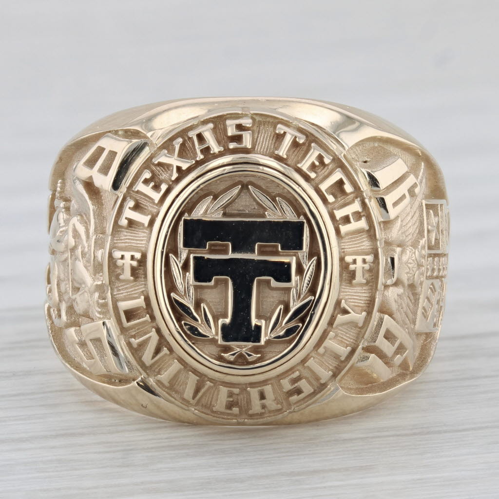 Gray Texas Tech University Class Ring 10k Yellow Gold Size 10 Men's Signet