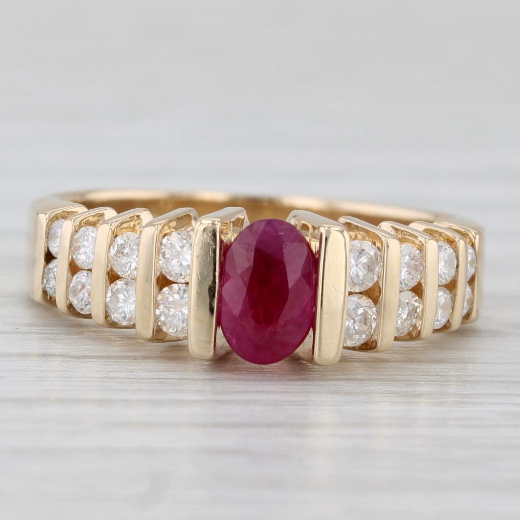 Light Gray 1.02ctw Oval Ruby Diamond Ring 14k Yellow Gold Size 6