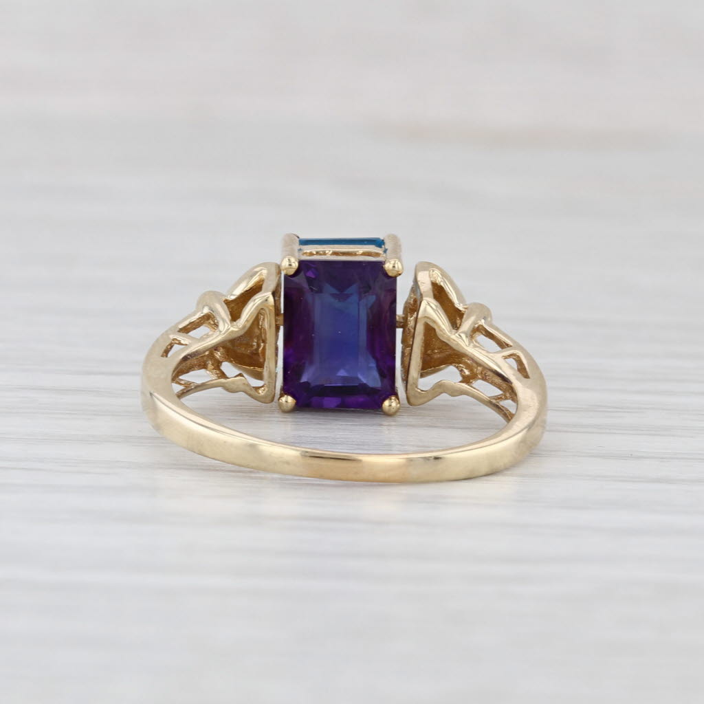 3.60ctw Reversible Amethyst Topaz Flip Ring 10k Yellow Gold Size 7.5