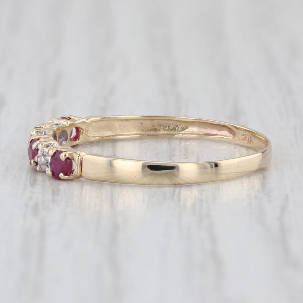 0.30ctw Ruby Diamond Stackable Ring 10k Yellow Gold Size 8.75 Bridal
