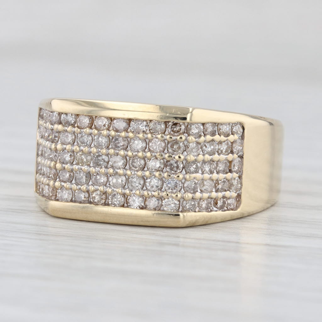 1.50ctw Pave Diamond Ring 14k Yellow Gold Size 10.75 Men's Wedding Band