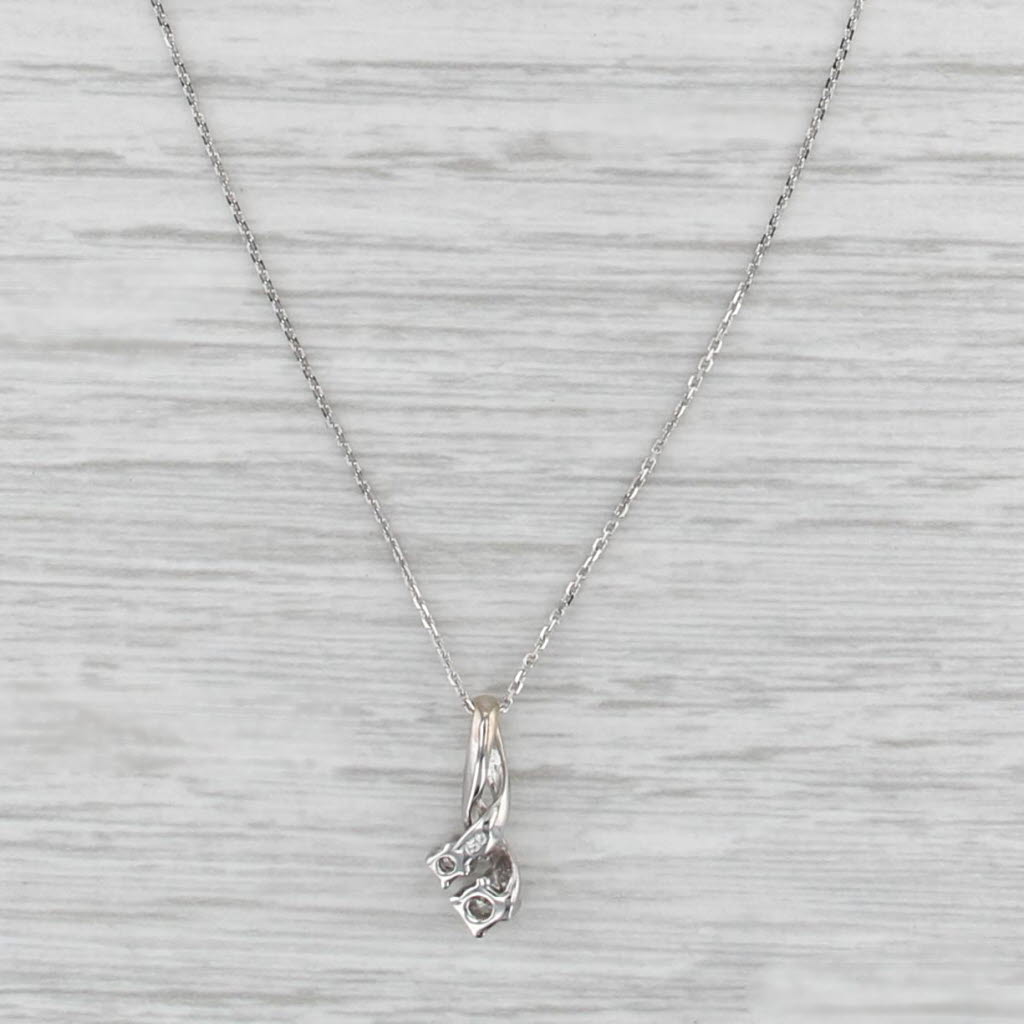 0.10ctw Diamond Necklace 14k Cable Chain 18k Pendant White Gold 18"