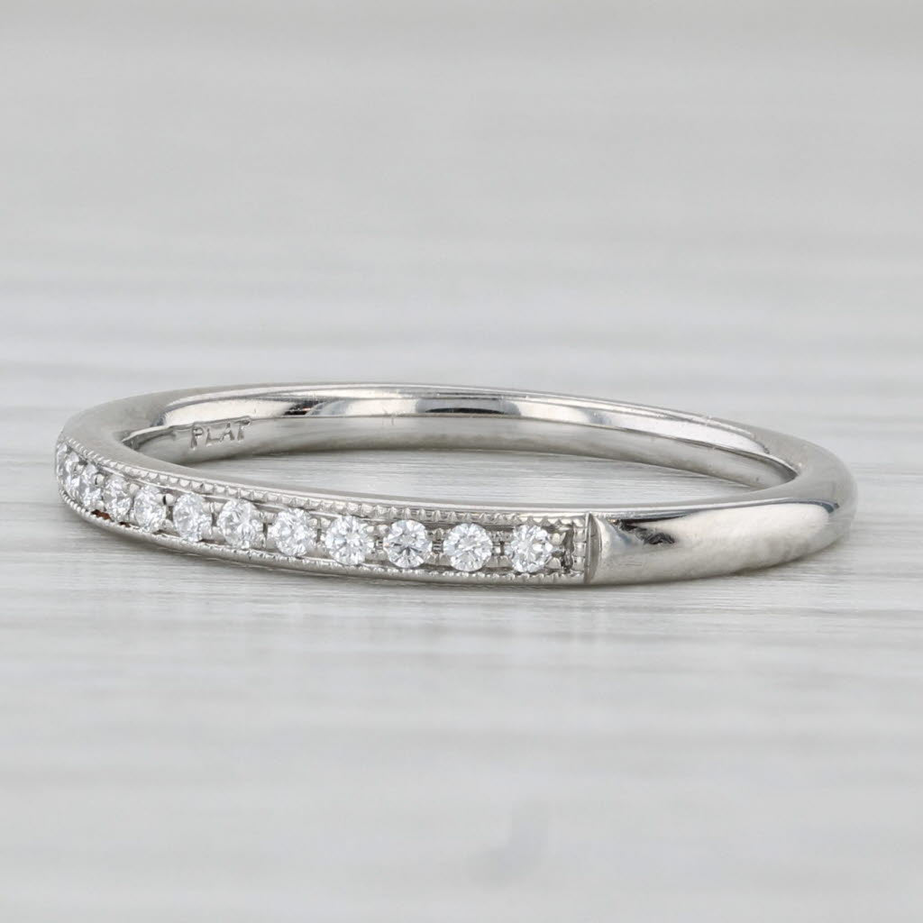 Light Gray 0.10ctw Diamond Wedding Ring Platinum Size 5.25 Stackable Band