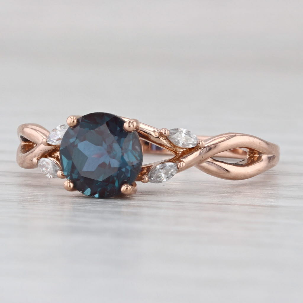 1.73ctw Lab Created Alexandrite Moissanite Ring 14k Rose Gold Size 9.75