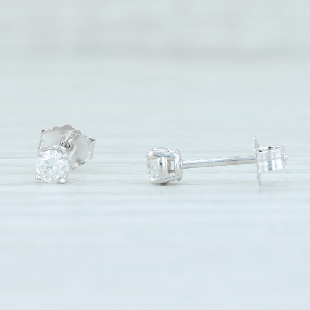 Light Gray 0.18ctw Diamond Stud Earrings 14k White Gold Round Brilliant Solitaire Studs