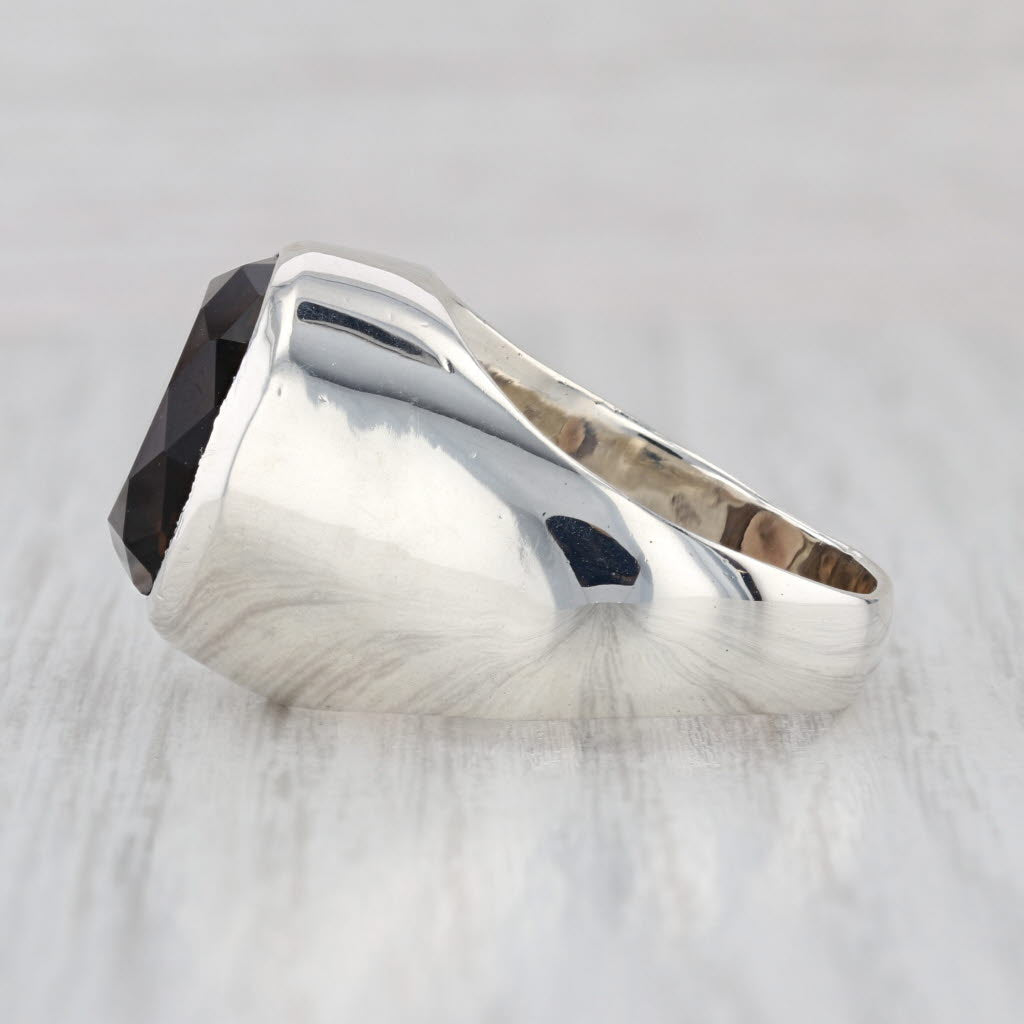 Vintage 10.50ct Smoky Quartz Ring Sterling Silver Size 10.5 - 10.75 Statement
