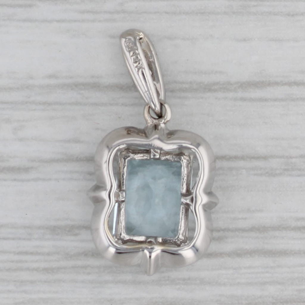 Gray 1.58ctw Aquamarine Diamond Pendant 14k White Gold