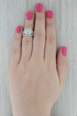 Diamond Halo Engagement Ring Wedding Band Bridal Set 10k White Gold Size 5