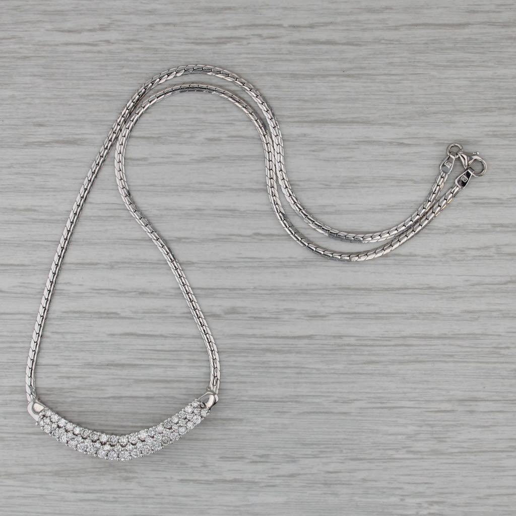 1.75ctw Diamond V Necklace Herringbone Chain 14k White Gold 17"