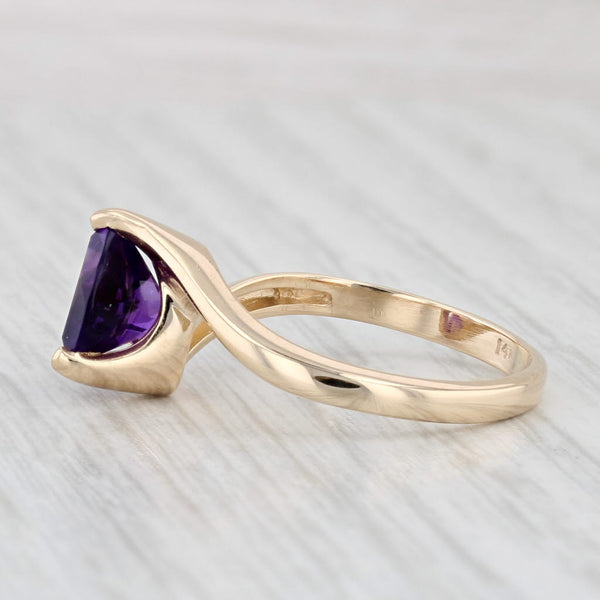 1.65ct Amethyst Trillion Solitaire Ring 14k Yellow Gold Size 8