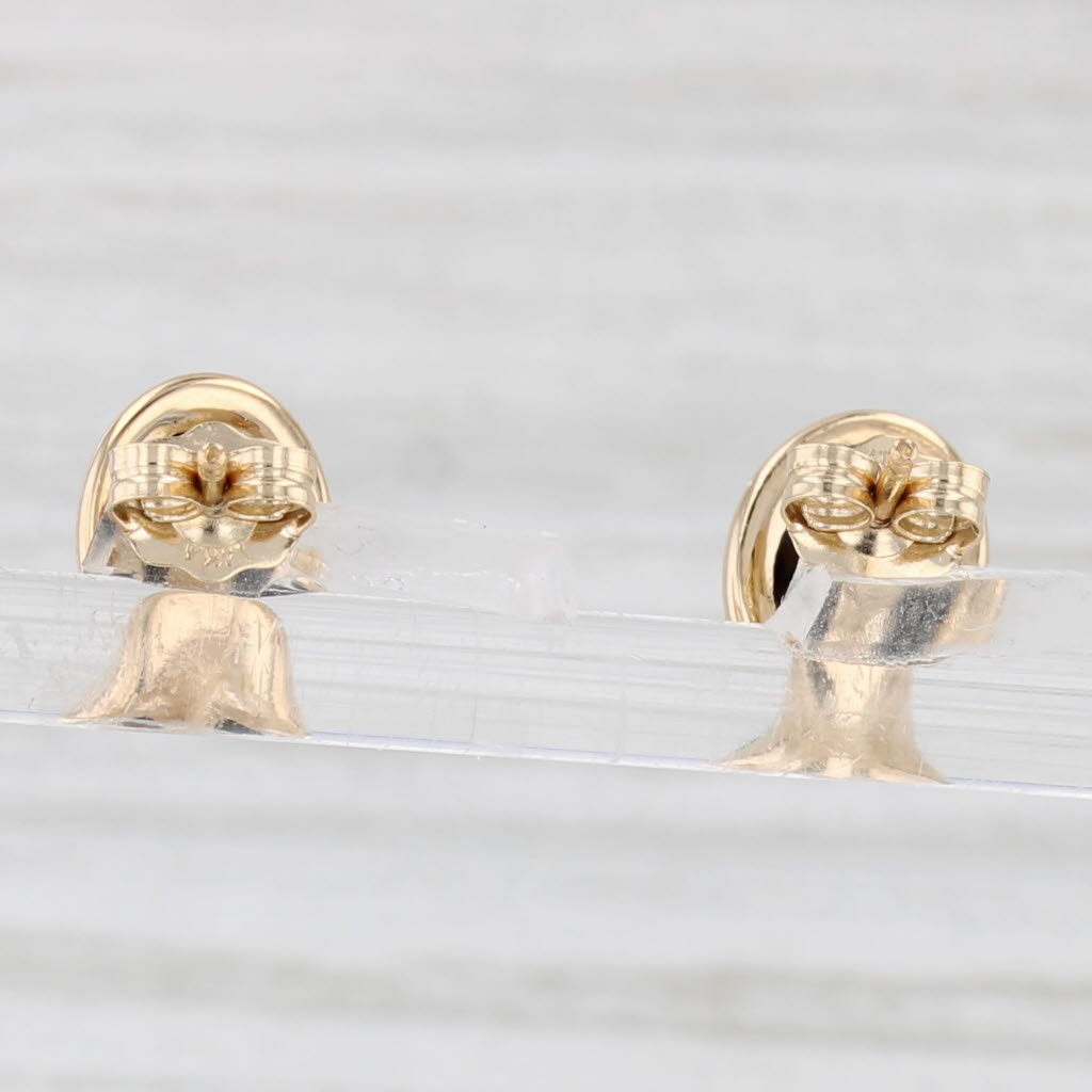 Light Gray Onyx Oval Stud Earrings 14k Yellow Gold Solitaire Studs