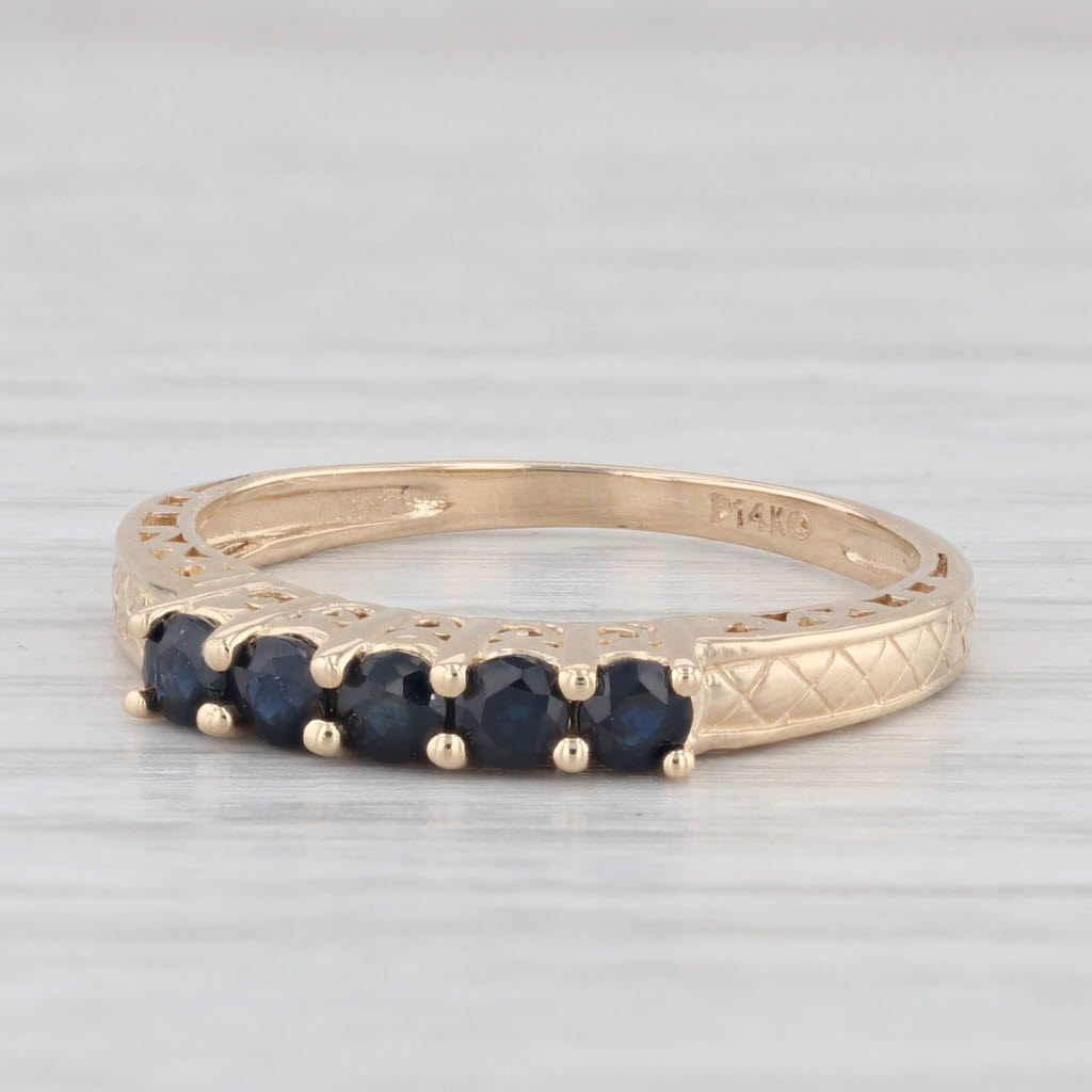 Light Gray 0.50ctw Blue Sapphire Ring 14k Yellow Gold Size 7.5 Stackable