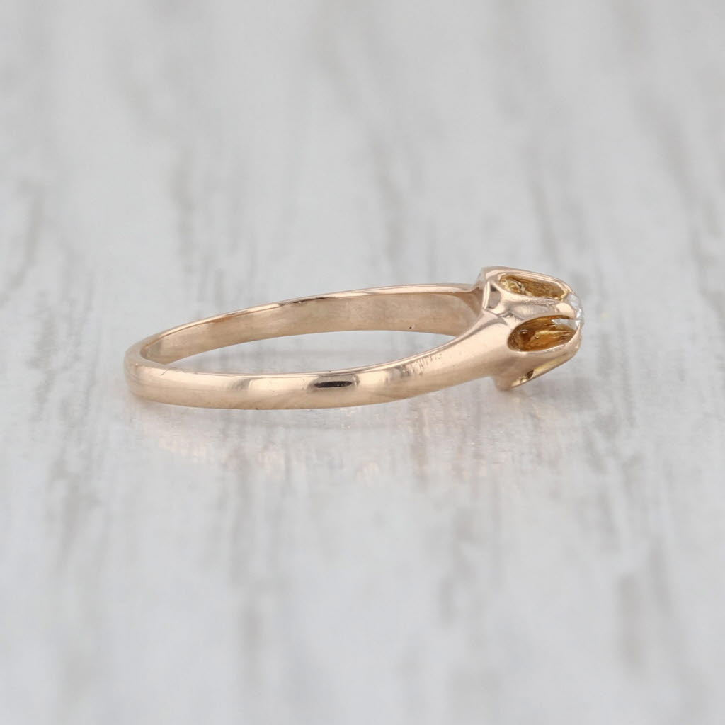 Vintage Ostby Barton Diamond Solitaire Ring 14k Yellow Gold Small Baby Size