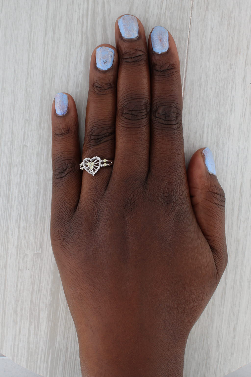 Gray 0.23ctw Yellow White Diamond Heart Ring 10k White Gold Size 8