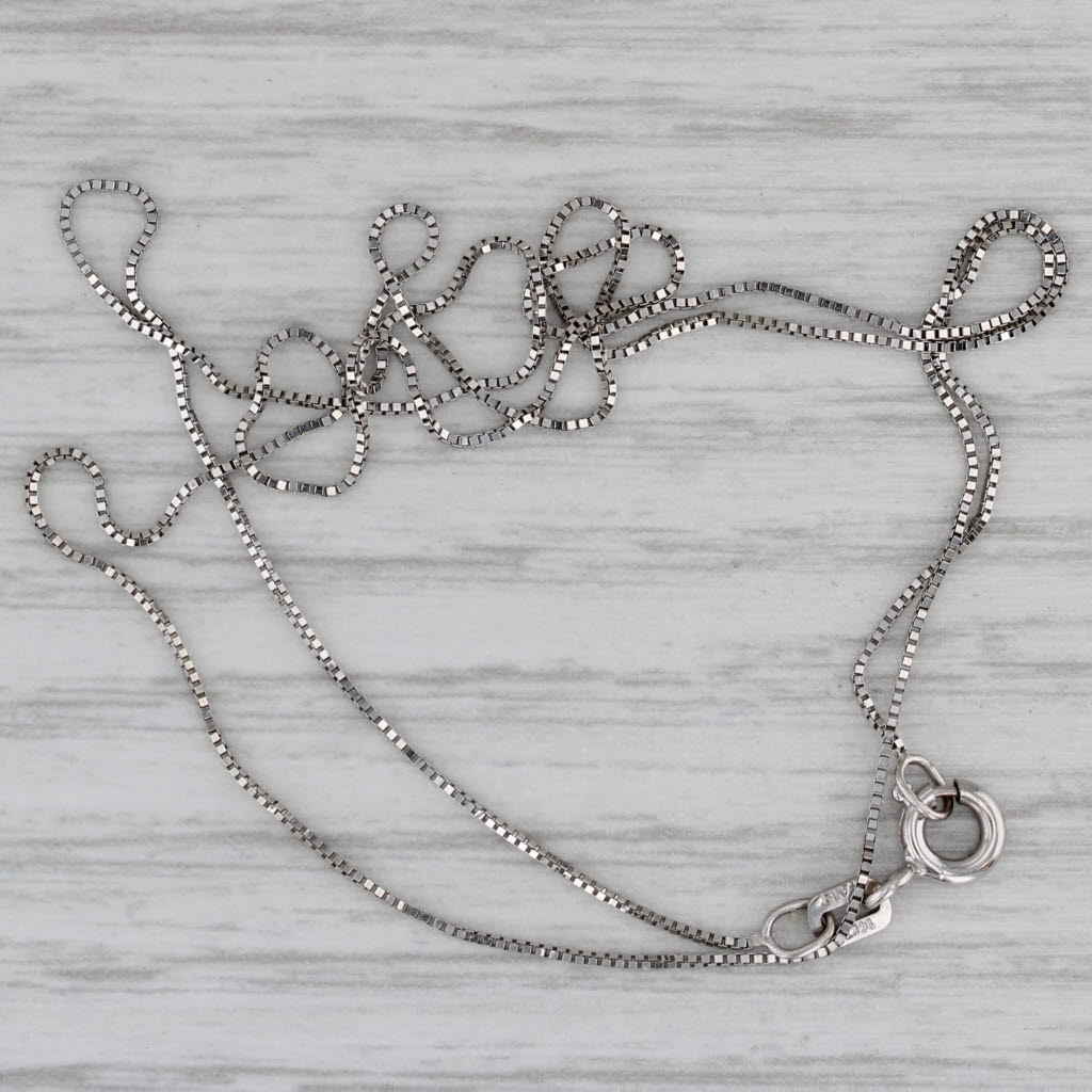 New Octava Box Chain Necklace 14k White Gold 18" 0.7mm