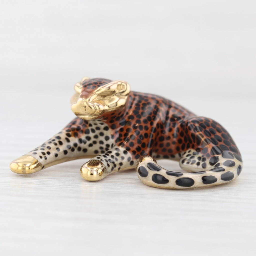Lavender Leopard Slide Pendant 14k Yellow Gold Enamel Statement