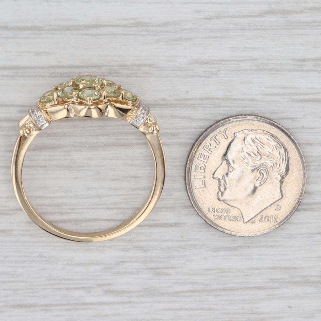 1.52ctw Green Chrysoberyl Cluster Diamond Ring 14k Yellow Gold Size 9.25
