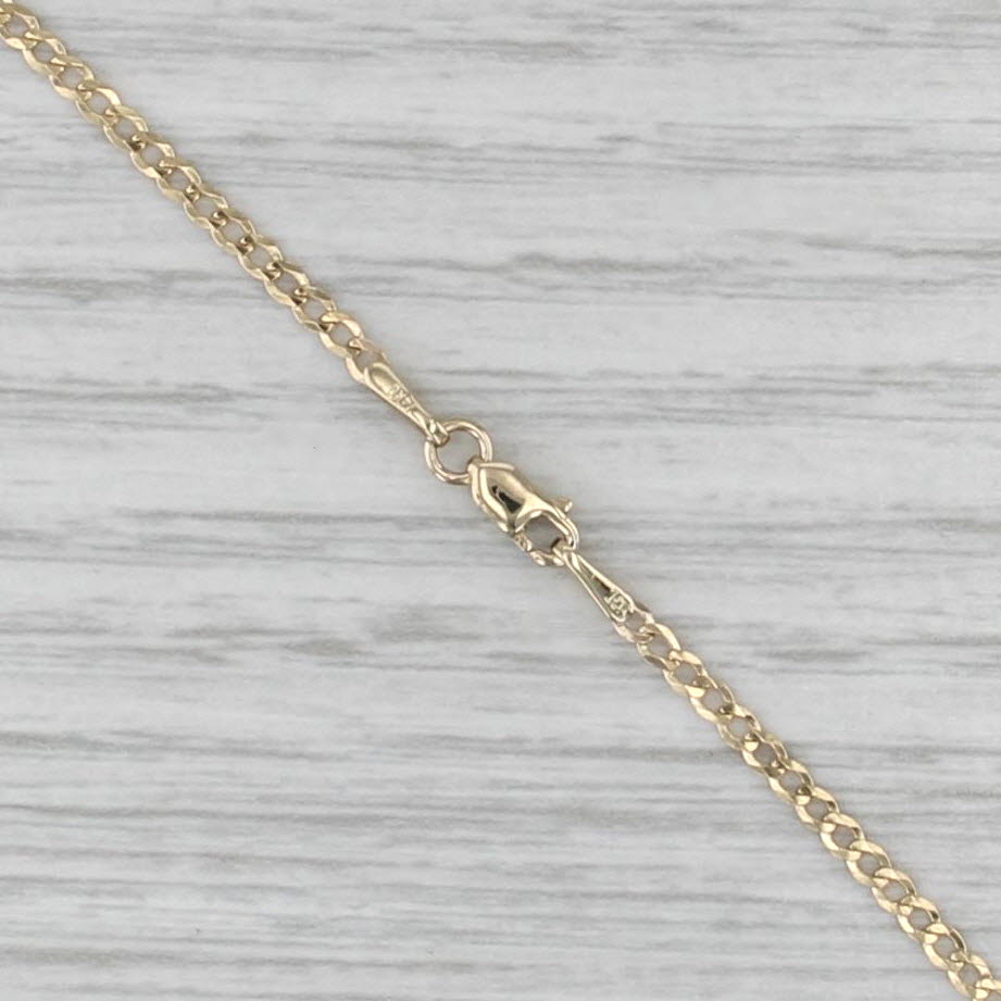 Hawaiian Style Old English J Floral Pendant Necklace 14k Gold 14" Curb Chain