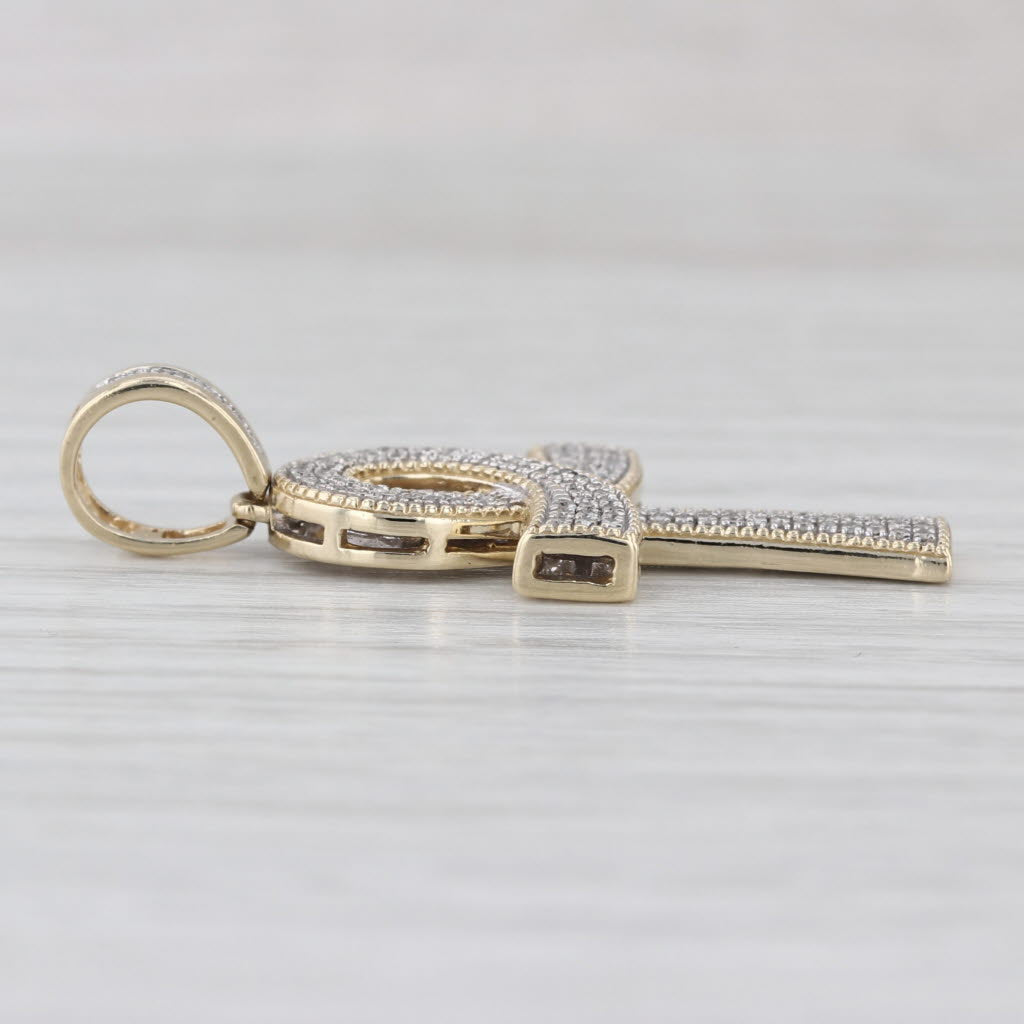 Diamond Egyptian Ankh Cross Pendant 10k Yellow Gold